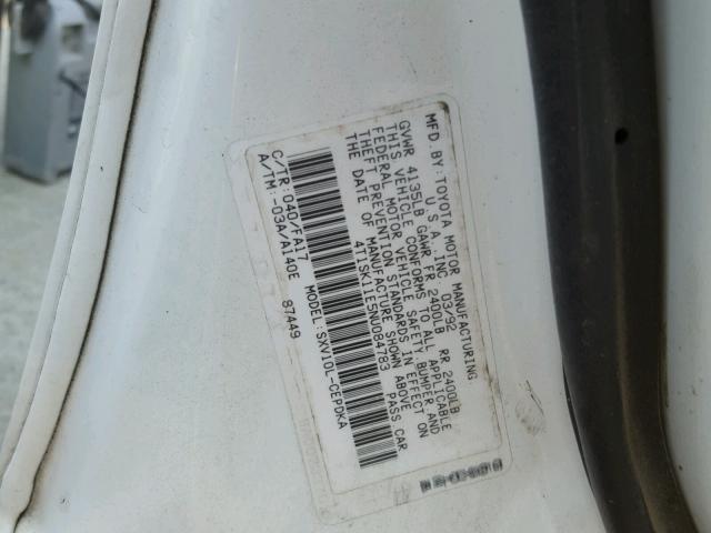 4T1SK11E5NU084783 - 1992 TOYOTA CAMRY DLX 白色 照片 10