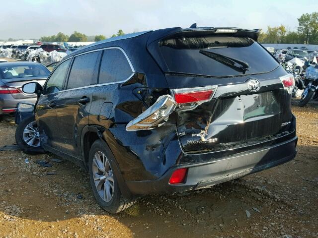 5TDJKRFH0ES018261 - 2014 TOYOTA HIGHLANDER BLACK photo 3