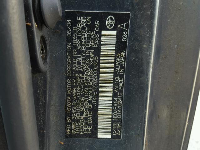 JTKDE177050002925 - 2005 TOYOTA SCION TC 黑色 照片 10