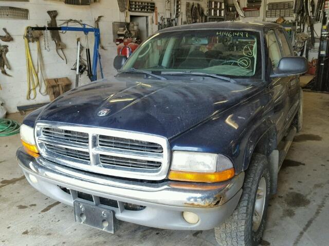 1B7GG2AN21S164727 - 2001 DODGE DAKOTA BLUE photo 2