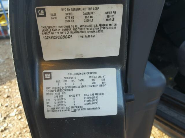 1G2NF52F63C300426 - 2003 PONTIAC GRAND AM S Boz foto 10