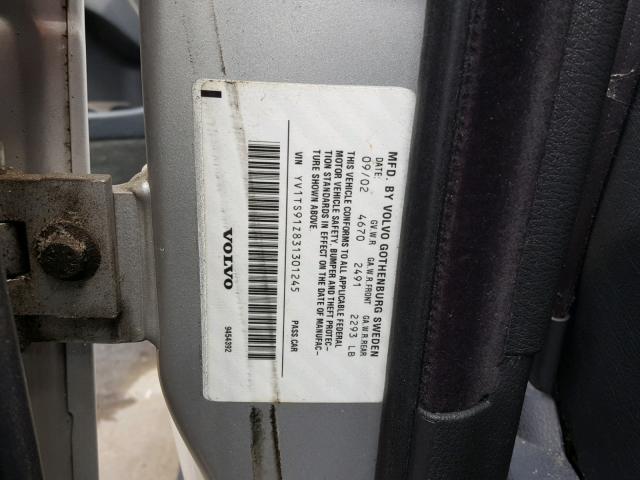 YV1TS91Z831301245 - 2003 VOLVO S80 T6 TUR SILVER photo 10