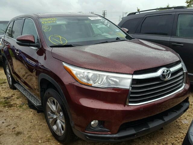 5TDZKRFH9FS105645 - 2015 TOYOTA HIGHLANDER MAROON photo 1