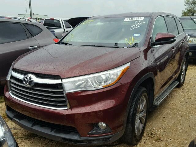 5TDZKRFH9FS105645 - 2015 TOYOTA HIGHLANDER MAROON photo 2