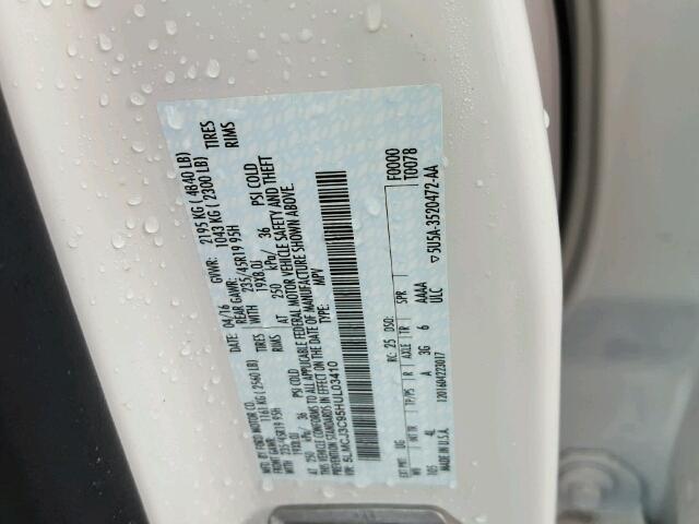 5LMCJ3C95HUL03410 - 2017 LINCOLN MKC RESERV WHITE photo 10