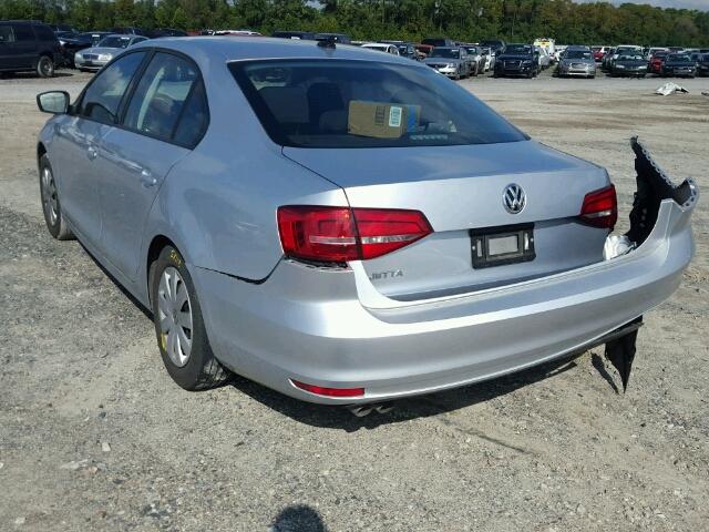 3VW1K7AJ3FM320169 - 2015 VOLKSWAGEN JETTA BASE SILVER photo 3