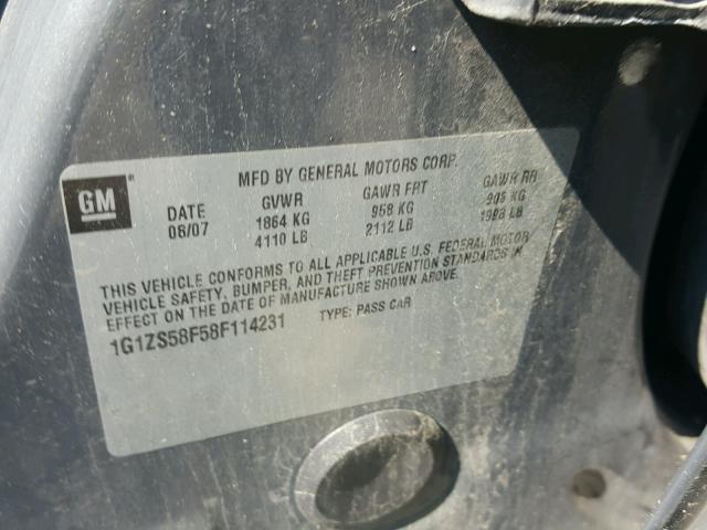 1G1ZS58F58F114231 - 2008 CHEVROLET MALIBU LS GRAY photo 10