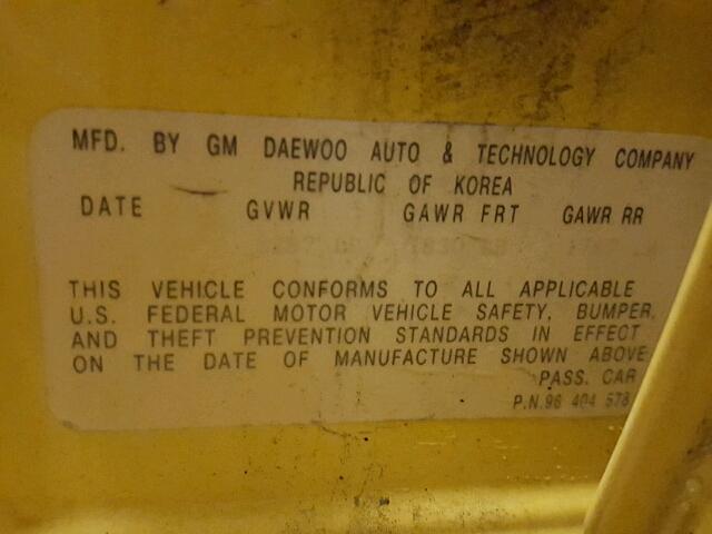 KL1TJ62624B269293 - 2004 CHEVROLET AVEO LS YELLOW photo 10