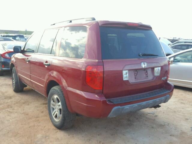 5FNYF18454B000758 - 2004 HONDA PILOT EX RED photo 3