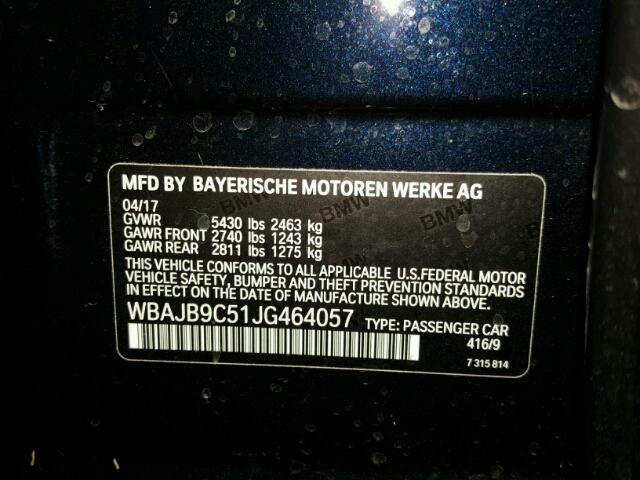 WBAJB9C51JG464057 - 2018 BMW M550XI BLUE photo 10