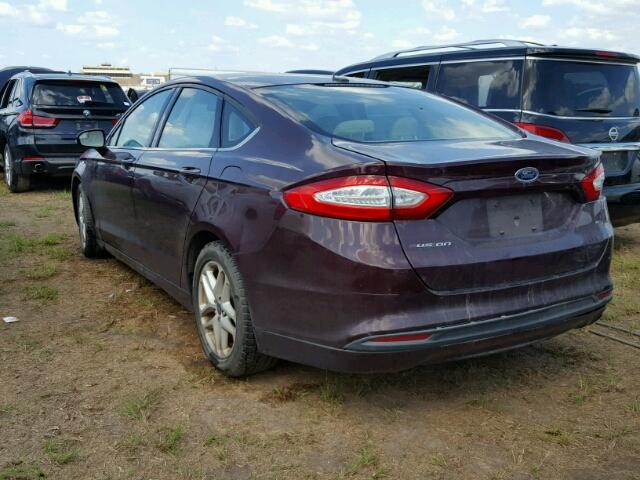 3FA6P0H71DR360994 - 2013 FORD FUSION BURGUNDY photo 3