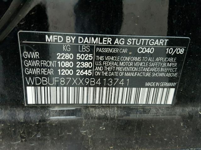 WDBUF87XX9B413741 - 2009 MERCEDES-BENZ E 350 4MAT BLACK photo 10