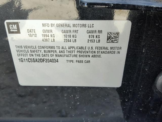 1G11C5SA2DF204034 - 2013 CHEVROLET MALIBU 1LT 黑色 照片 10