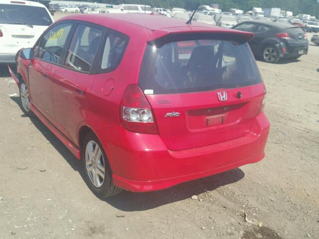 JHMGD37697S032277 - 2007 HONDA FIT S წითელი ფოტო 3