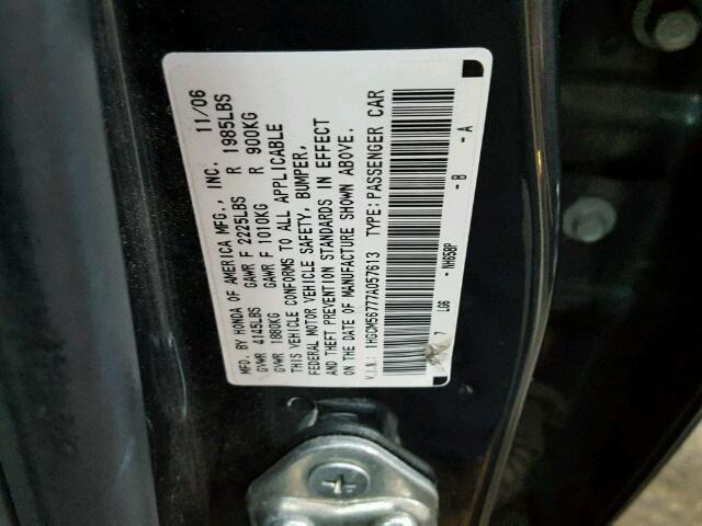 1HGCM56777A057613 - 2007 HONDA ACCORD EX GRAY photo 10