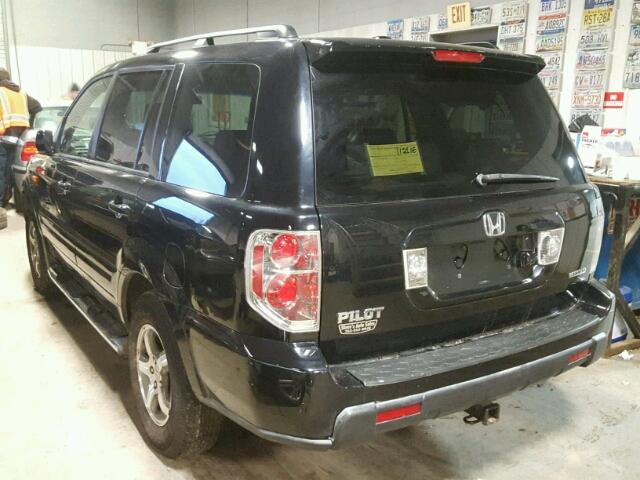 5FNYF18756B012941 - 2006 HONDA PILOT EX BLACK photo 3