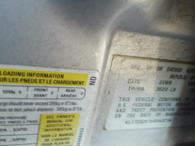 KL1TD5DE3AB043734 - 2010 CHEVROLET AVEO LS SILVER photo 10