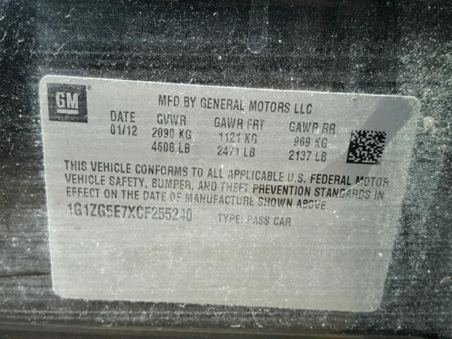 1G1ZG5E7XCF255240 - 2012 CHEVROLET MALIBU LTZ 黑色 照片 10