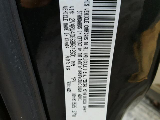 2V4RW4DG6BR642631 - 2011 VOLKSWAGEN ROUTAN S Schwarz Foto 10