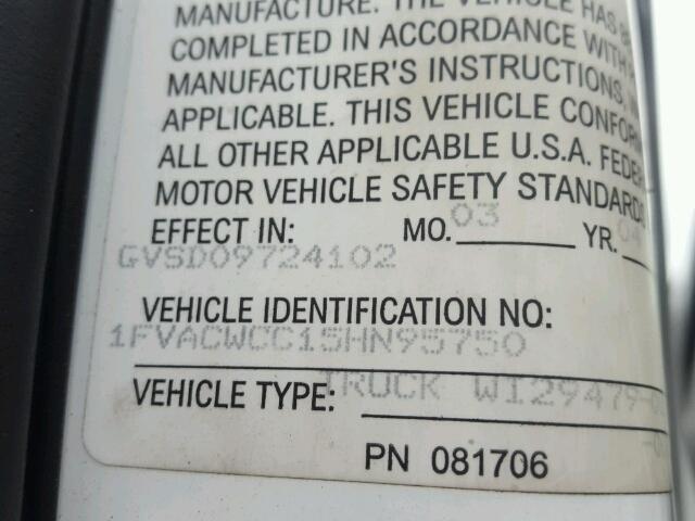 1FVACWDC15HN95750 - 2005 FREIGHTLINER M2 WHITE photo 10