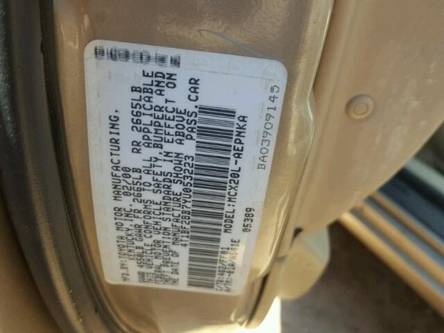 4T1BF28B7YU053223 - 2000 TOYOTA AVALON GOLD photo 10