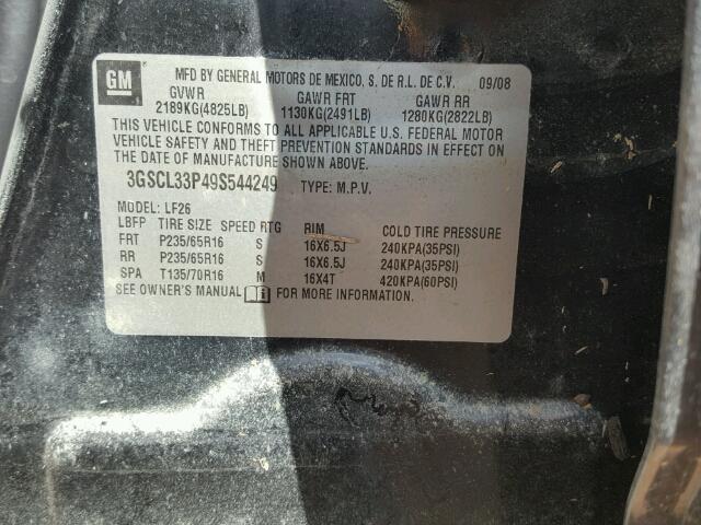 3GSCL33P49S544249 - 2009 SATURN VUE XE BLACK photo 10