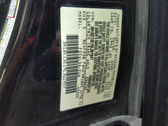 3N1BC13E19L361947 - 2009 NISSAN VERSA S BLACK photo 10