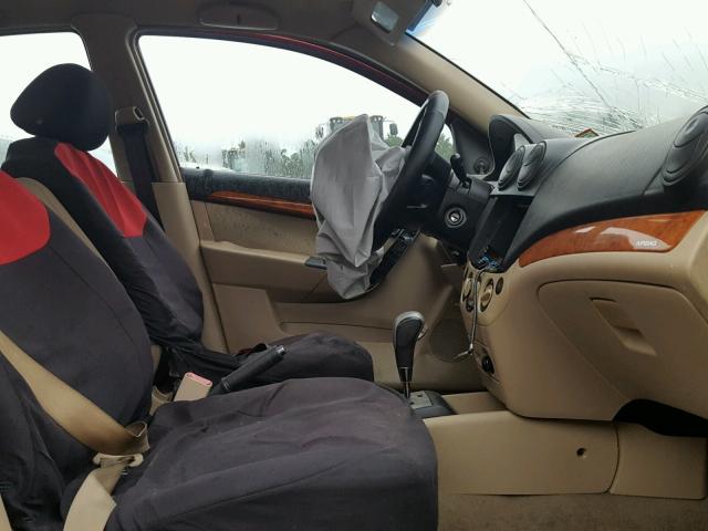 KL1TD56667B125102 - 2007 CHEVROLET AVEO BASE Қызыл фото 5