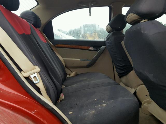 KL1TD56667B125102 - 2007 CHEVROLET AVEO BASE Қызыл фото 6