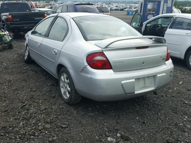 1B3ES56C44D647130 - 2004 DODGE NEON SXT SILVER photo 3