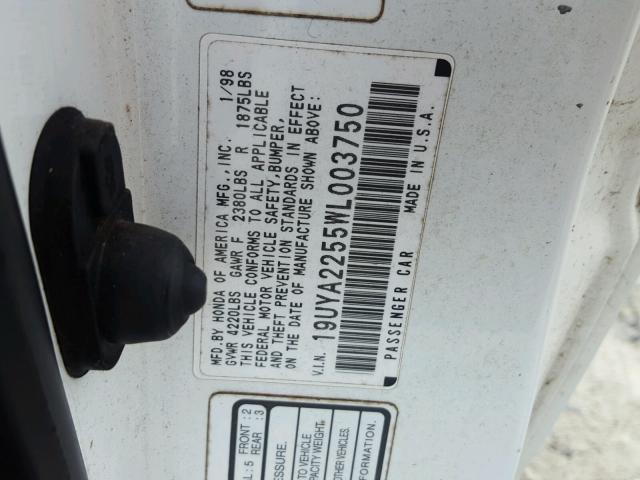 19UYA2255WL003750 - 1998 ACURA 3.0CL Weiß Foto 10
