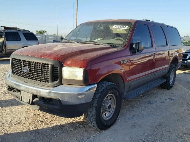 1FMNU41S41ED42634 - 2001 FORD EXCURSION RED photo 2