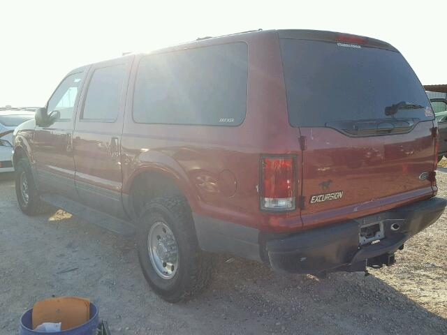 1FMNU41S41ED42634 - 2001 FORD EXCURSION RED photo 3