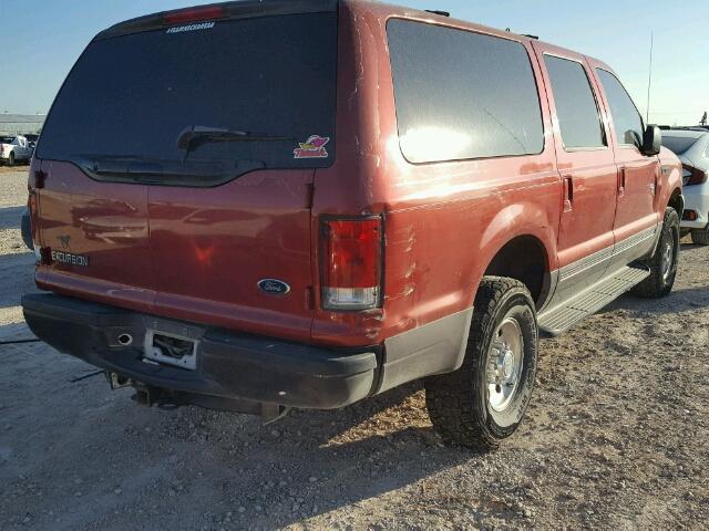 1FMNU41S41ED42634 - 2001 FORD EXCURSION RED photo 4