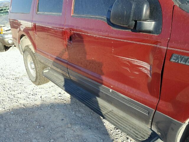 1FMNU41S41ED42634 - 2001 FORD EXCURSION RED photo 9