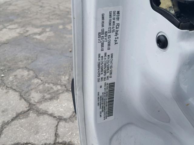 ZFBERFAT4F6A44442 - 2015 RAM PROMASTER WHITE photo 10