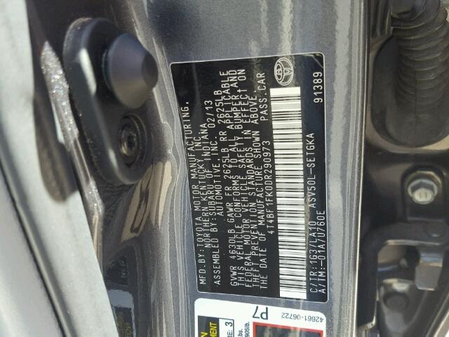 4T4BF1FK0DR290973 - 2013 TOYOTA CAMRY L 石墨色 照片 10
