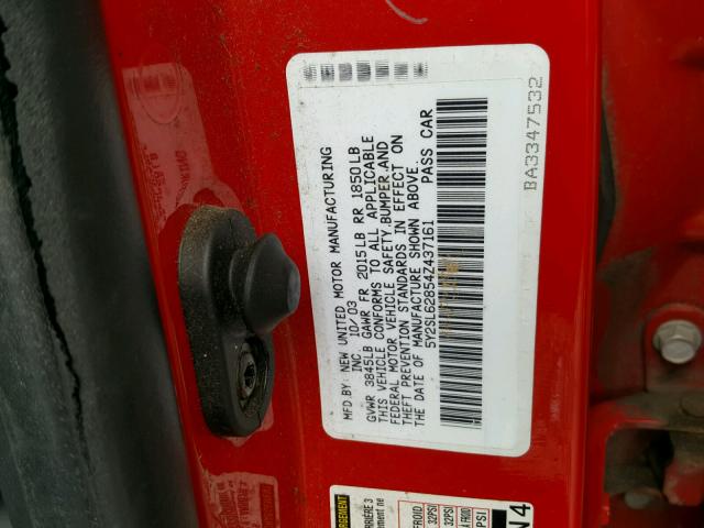 5Y2SL62854Z437161 - 2004 PONTIAC VIBE RED photo 10