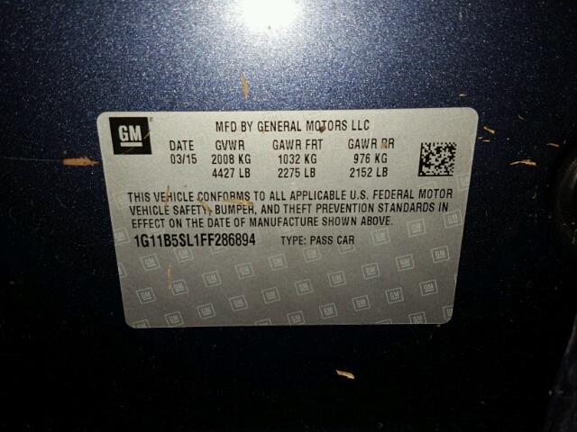 1G11B5SL1FF286894 - 2015 CHEVROLET MALIBU LS ლურჯი ფოტო 10