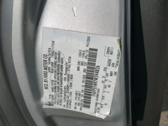 1FAFP31N97W244826 - 2007 FORD FOCUS ZX3 GRAY photo 10