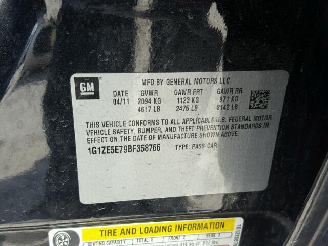 1G1ZE5E79BF358766 - 2011 CHEVROLET MALIBU LTZ 黑色 照片 10