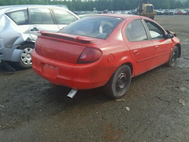 1B3ES46C3YD833760 - 2000 DODGE NEON BASE RED photo 4