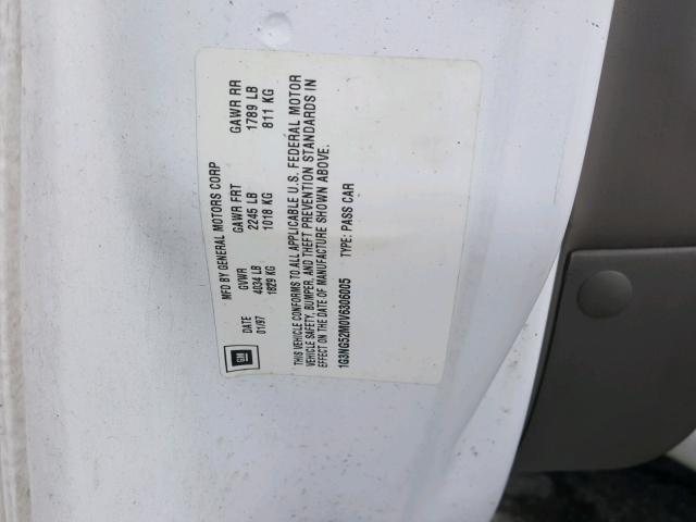 1G3NG52M0V6306005 - 1997 OLDSMOBILE CUTLASS GL WHITE photo 10