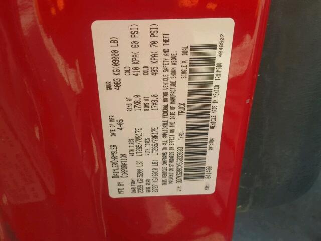 3D7KS28CX5G833603 - 2005 DODGE RAM 2500 S RED photo 10
