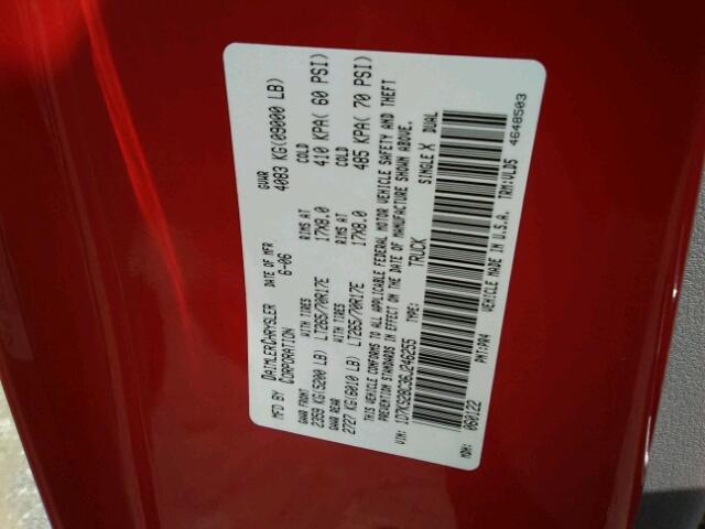 1D7KS28C36J246255 - 2006 DODGE RAM 2500 S RED photo 10