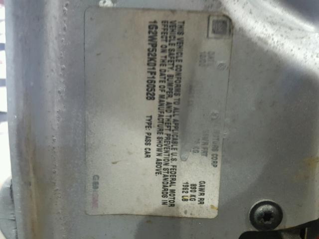 1G2WP52K01F160528 - 2001 PONTIAC GRAND PRIX SILVER photo 10