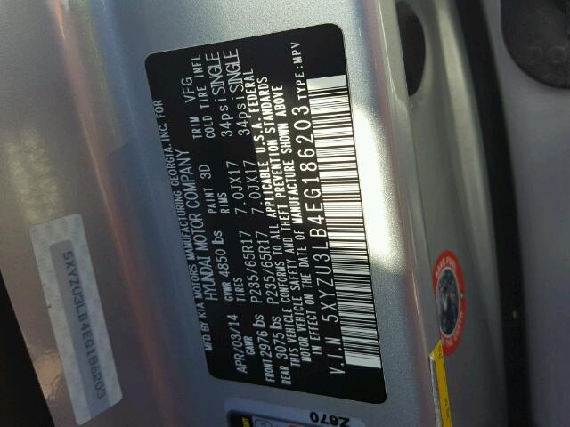 5XYZU3LB4EG186203 - 2014 HYUNDAI SANTA FE S 灰色 照片 10