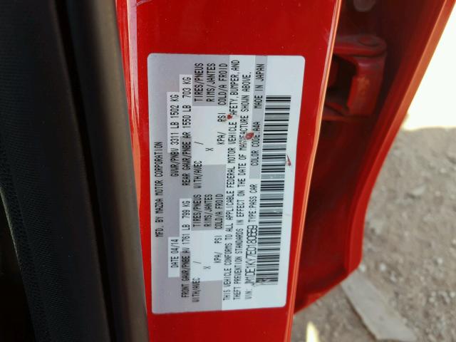 JM1DE1KY7E0180659 - 2014 MAZDA MAZDA2 SPO 红色 照片 10
