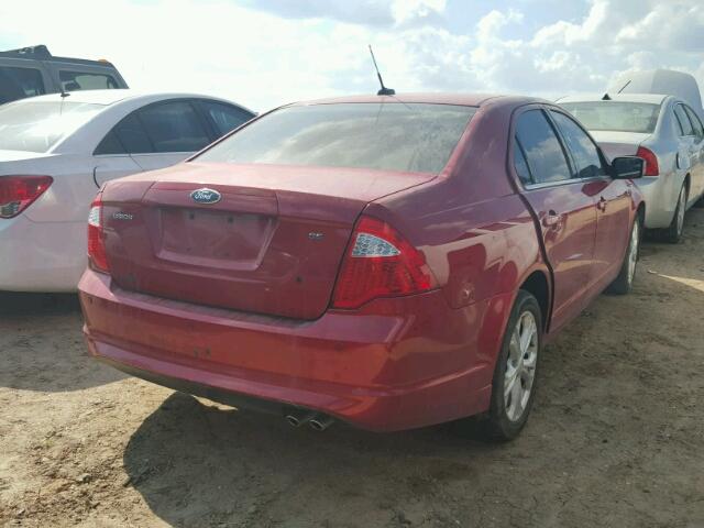 3FAHP0HA6CR261574 - 2012 FORD FUSION RED photo 4