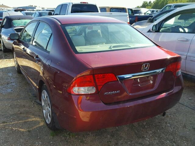 2HGFA16529H332791 - 2009 HONDA CIVIC BURGUNDY photo 3